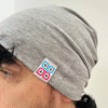 OSAH Beanie color gray close up with silver fabric that can help with EMF
